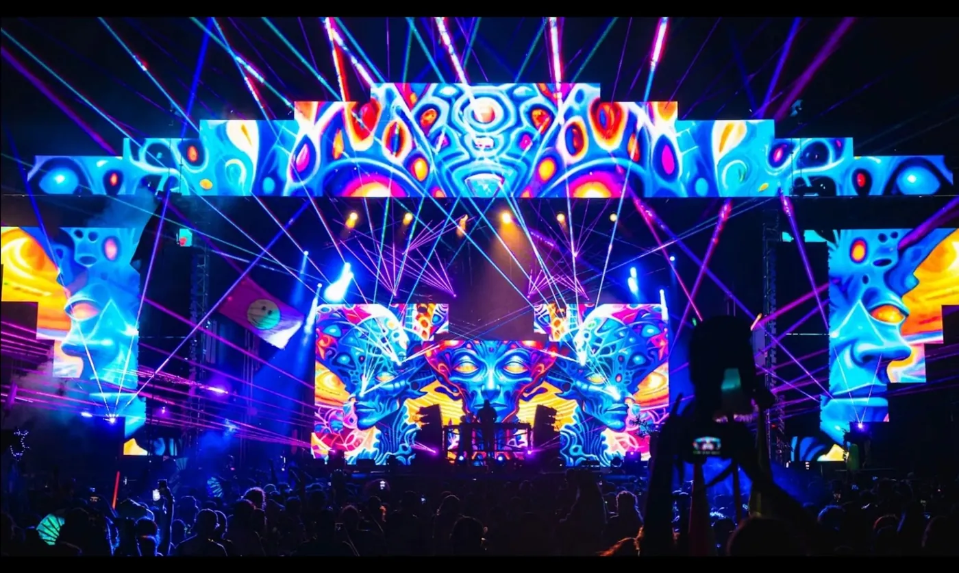Stage with lighting and LED screens